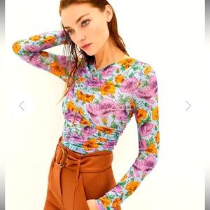 Veronica beard NWT Myrna top mesh floral lavender fall classic  designer revolve